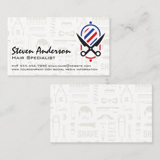 Carte De Visite Ciseaux | Poteau en barbre (Devant / Derrière)