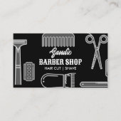 Carte De Visite ciseaux rétro peigne salon coiffeur coiffeur barbi (Devant)