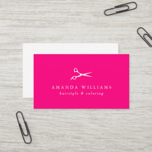 Carte De Visite Ciseaux rose chaud vibrant Coiffeur
