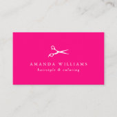 Carte De Visite Ciseaux rose chaud vibrant Coiffeur (Devant)