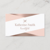 Carte De Visite Ciseaux rose d'or et rose moderne coiffeur (Devant)