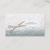 Carte De Visite Ciseaux Rose Gold Coiffeur Paillettes Blanches (Dos)