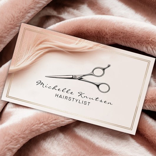 Carte De Visite Ciseaux Rose Gold Élégants Coiffeur
