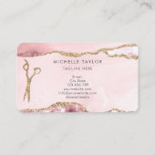 Carte De Visite Ciseaux Rose Gold Moderne Coiffeuse Monogramme (Dos)