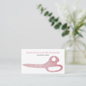 Carte De Visite Ciseaux Rose Gold Rose Pailleté (Debout devant)