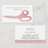 Carte De Visite Ciseaux Rose Gold Rose Pailleté (Devant / Derrière)