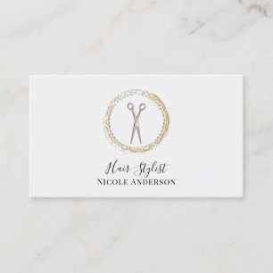 Carte De Visite Ciseaux Rose Gold Sparkle Cercle Coiffeur