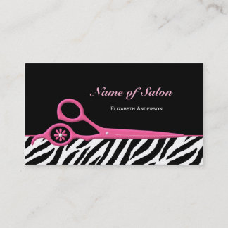 Carte De Visite Ciseaux roses et noirs à la mode de salon de