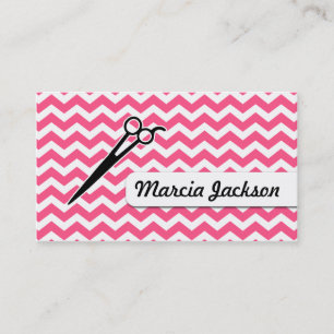 Carte De Visite ciseaux roses girly de chevron de coiffeur