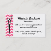 Carte De Visite ciseaux roses girly de chevron de coiffeur (Dos)