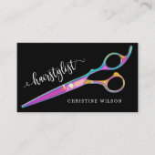 Carte De Visite ciseaux sur coiffeuse noire (Devant)