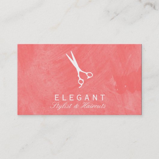 Carte De Visite Ciseaux / Texture Brosse (Goyave) (Devant)