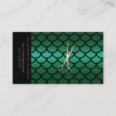 Carte De Visite Ciseaux Vert Coiffeur Sirène (Dos)
