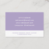 Carte De Visite Ciseaux violets pour coiffeur mobile Royaume-Uni/E (Dos)