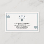 Carte De Visite Citation Bleue Mark Frame Droit Scales De Justice (Dos)