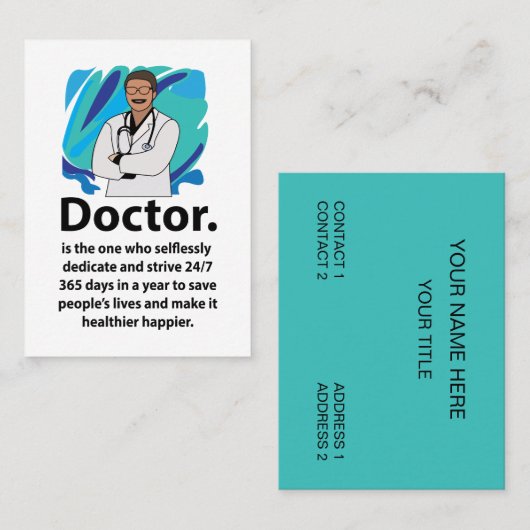 Carte De Visite Citation d'appréciation pour médecin (Devant / Derrière)
