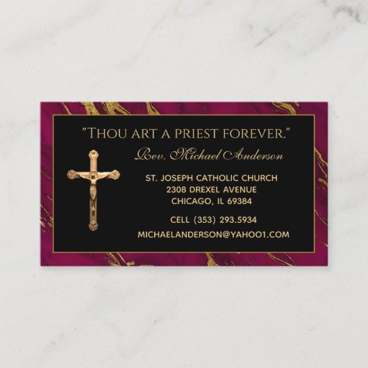 Carte De Visite Citation de l'Écriture en marbre crucifix (Devant)