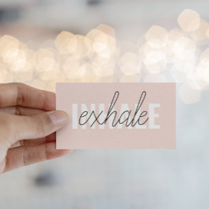 Carte De Visite Citation moderne Pastel Pink Inhale Exhale