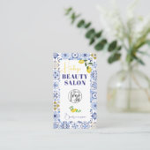 Carte De Visite Citron bleu italien carrelage aquarelle salon de b (Debout devant)