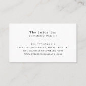 Carte De Visite Citron, citron vert et kiwi, bar à jus (Dos)