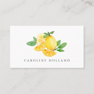 Carte De Visite Citron Fruit À L'aquarelle Élégant Professionnel