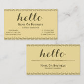 Carte De Visite Citron jaune avec Brown doré HELLO Texte (Devant / Derrière)