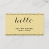 Carte De Visite Citron jaune avec Brown doré HELLO Texte (Dos)