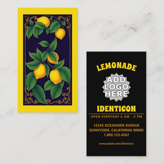 Carte De Visite Citrons Art Nouveau (Devant / Derrière)