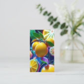 Carte De Visite citrons citrons verts néon avec code QR (Debout devant)