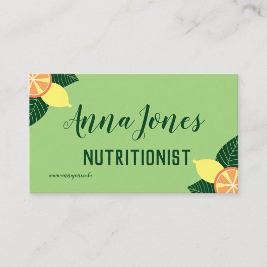 Carte De Visite Citrons et oranges Nutritionniste (Devant)