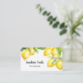 Carte De Visite Citrons jaune vert aquarelle fruit (Debout devant)