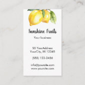 Carte De Visite Citrons jaune vert aquarelle fruit (Dos)