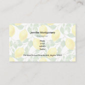 Carte De Visite Citrons jaunes avec Motif Feuille vert (Dos)