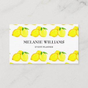 Carte De Visite Citrons peints Aquarelle Motif de fruits jaunes