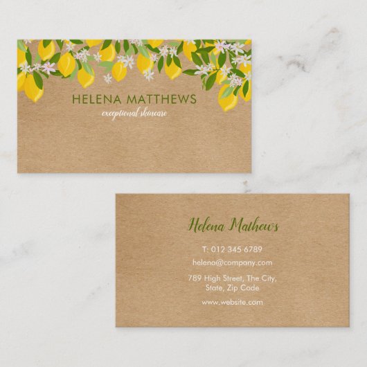 Carte De Visite Citrons rustiques modernes Verdure (Devant / Derrière)
