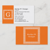 Carte De Visite Citrouille, Clé grecque blanche n° 1 Monogramme en (Devant / Derrière)