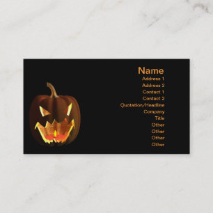 Carte De Visite Citrouille de Halloween sur le noir