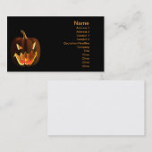 Carte De Visite Citrouille de Halloween sur le noir (Devant / Derrière)