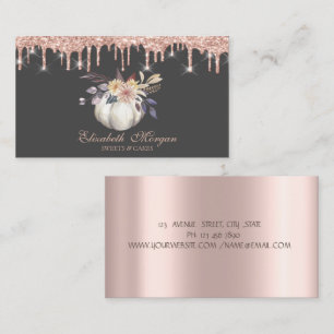 Carte De Visite Citrouille Floral Sweets Rose Gold Drives Boulange