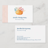 Carte De Visite Citrouille orange sur bandes rose et or (Devant / Derrière)