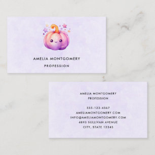 Carte De Visite Citrouille Pastel avec Étoiles Ambiance Mignonne e