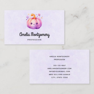 Carte De Visite Citrouille Pastel avec Étoiles Ambiance Mignonne e