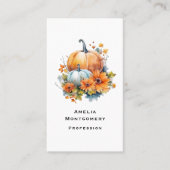 Carte De Visite Citrouilles d'automne avec Fleurs et Foliage (Devant)