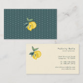 Carte De Visite Citrus jaune citron et point de Polka de feuillage (Devant / Derrière)