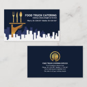 Carte De Visite City Skyline Gold Waiter cuisine à main (Devant / Derrière)