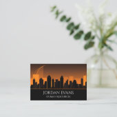 Carte De Visite City Skyline Professional Orange et Black Business (Debout devant)