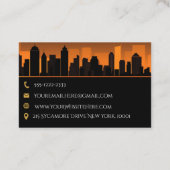 Carte De Visite City Skyline Professional Orange et Black Business (Dos)