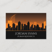 Carte De Visite City Skyline Professional Orange et Black Business (Devant)