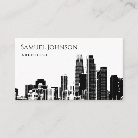 Carte De Visite City Skyline Sketch Uptown Downtown Architect (Devant)