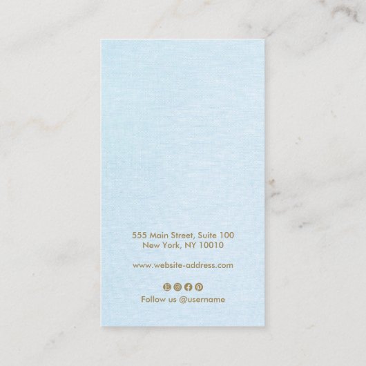 Carte De Visite Clair bleu Calligraphie Script Earring Business (Dos)